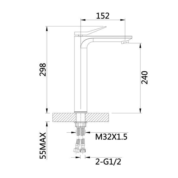 Змішувач для раковини Qtap Presto високий QTPRE269GRP45582 Graphite SD00051706 фото