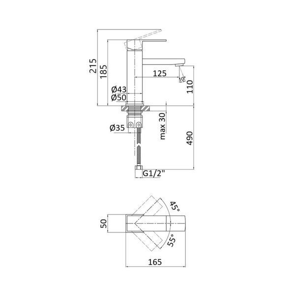 Змішувач для раковини Lidz Kubis 001F (k35) LDKUB001FNKS28534 Nickel SD00034631 фото