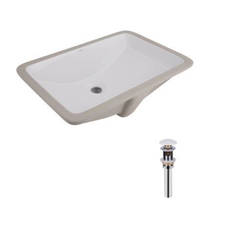 Комплект Qtap Stork: Раковина врізна прамокутна 535x365x190 мм White + Донний клапан PU02O SD00053417 фото