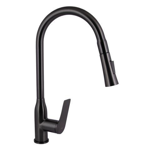 Змішувач для кухні Qtap Vlasta New з висувним виливом QTVLA344GMB45647 Gunmetal Black PVD SD00051771 фото