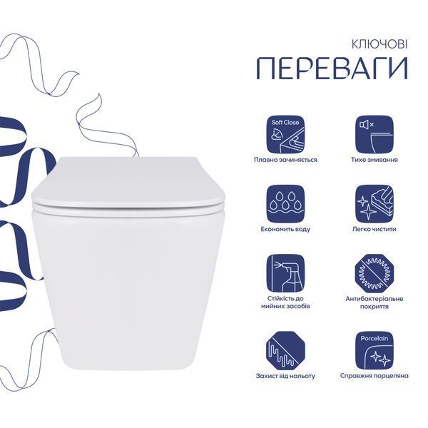 Унітаз підвісний Qtap Tern із сидінням Soft-close QT17332303ASW SD00050772 фото