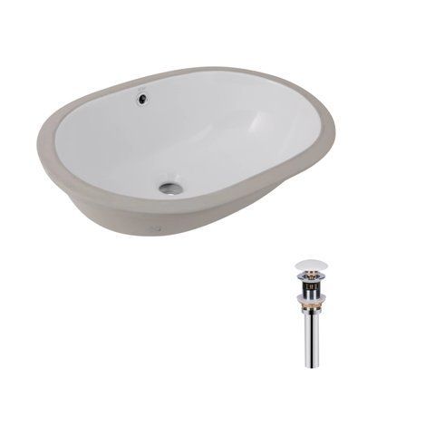Комплект Qtap Stork: Раковина врізна овальна 570x390x210 мм White + Донний клапан PU02O SD00053418 фото