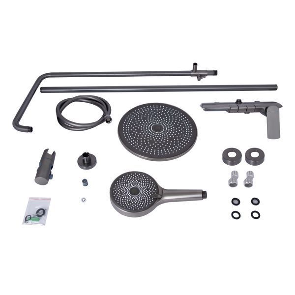Душова система універсальна Qtap Slavonice на три споживача (з виливом) QTSLA111GMB45905 Gunmetal Black PVD SD00052029 фото