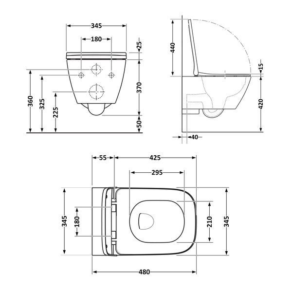 Унітаз підвісний Qtap Tern New Ultra Quiet безобідковий з сидінням Soft-close MATT BLACK QT17332303ASMB SD00052572 фото