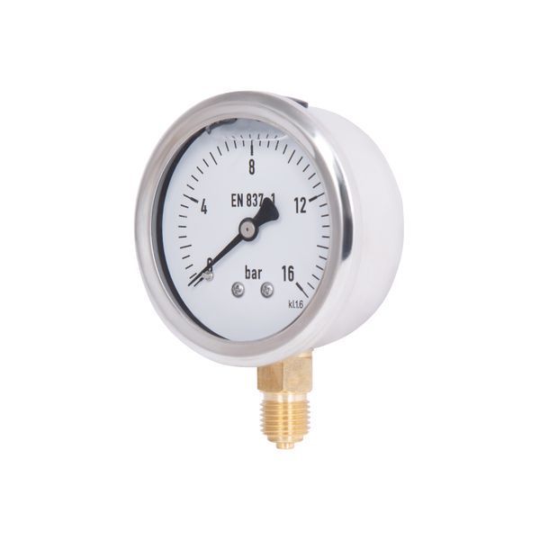 Манометр гліцериновий Thermo Alliance Forte d63&nbsp;мм, 1/4"З із нижнім підключенням (латунь) 0-16&nbsp;бар TAF170G16B SD00054393 фото