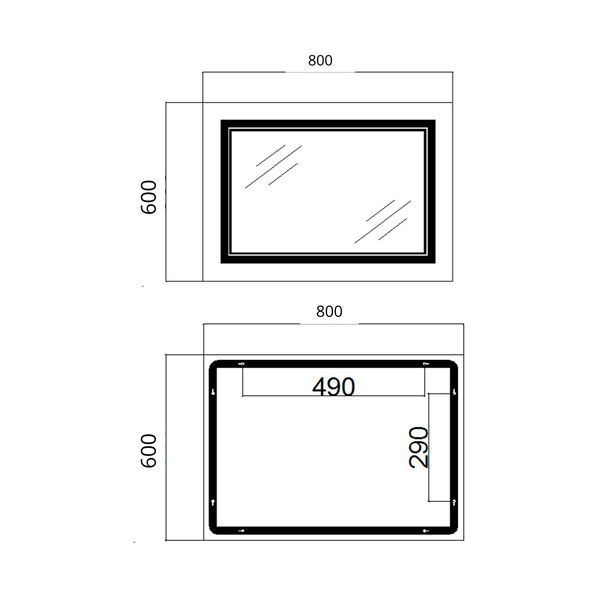 Дзеркало Qtap Cardinal (CA1) 800х600 з LED-підсвічуванням Touch, з антизапотіванням, з димером, рег. темп. кольору (3000-6500K) Reverse QT0478C8060 SD00054580 фото