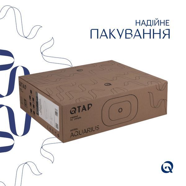 Комплект Qtap Aquarius: Раковина накладна прамокутна 470x380x120 мм White + Донний клапан PU02 SD00053419 фото
