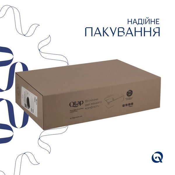 Комплект Qtap Robin: Раковина накладна прамокутна 600x390x150 мм Matt Black + Донний клапан PU03 SD00053420 фото