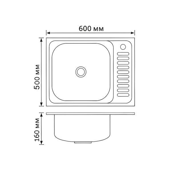 Кухонна мийка Brinex 6050-L 0,6 мм Satin (BRIN6050LSAT06) SD00054104 фото