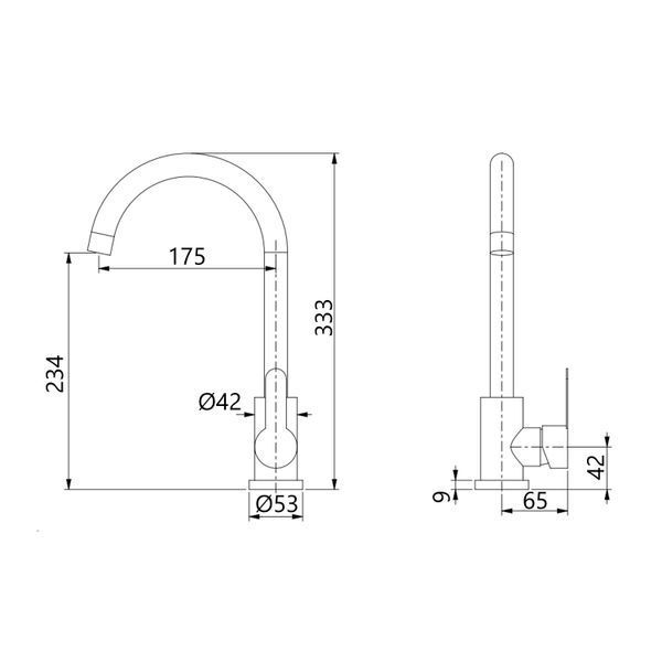 Змішувач для кухні U-образний Brinex Pure 015F U-образний Graphite BRIPUR015FGRP SD00053178 фото