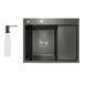 Мийка для кухні інтегрована Lidz Handmade H6350BR крило праворуч (LDH6350BRPVD45590) Brushed Black PVD 3,0/1,0 мм SD00051714 фото 1