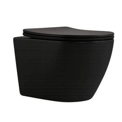 Унітаз підвісний Qtap Robin New Ultra Quiet безобідковий з сидінням Soft-close MATT BLACK QT13332381АSMB SD00052574 фото