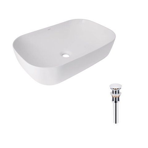Комплект Qtap Robin: Раковина накладна прамокутна 600x390x150 мм White + Донний клапан PU02 SD00053421 фото