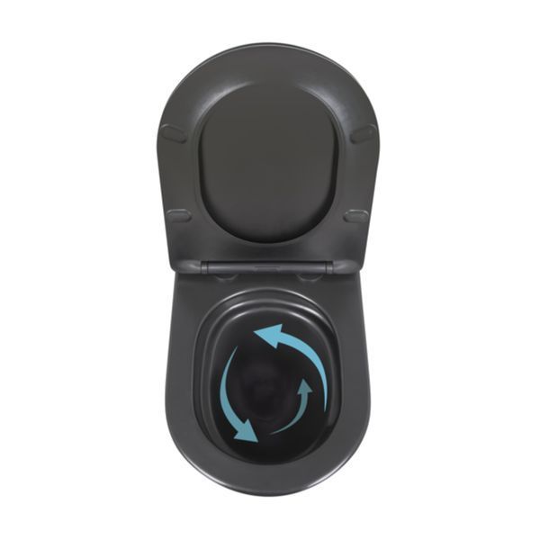 Унітаз підвісний Qtap Robin New Ultra Quiet безобідковий з сидінням Soft-close MATT BLACK QT13332381АSMB SD00052574 фото