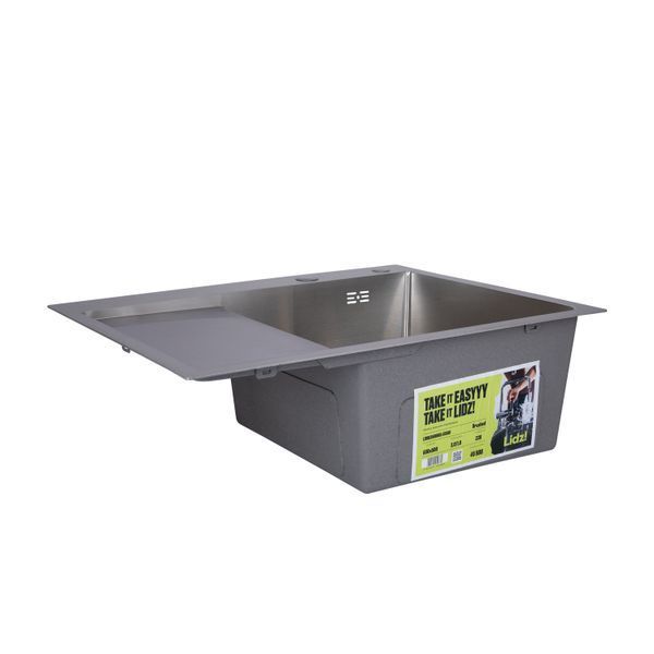 Мийка для кухні інтегрована Lidz Handmade H6350L крило ліворуч (LDH6350BRUL45588) Brushed Steel 3,0/1,0 мм SD00051712 фото