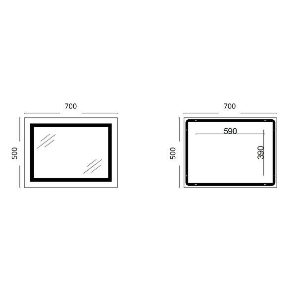 Дзеркало Lidz Kubis (KU1) 700х500 з LED-підсвічуванням Touch, з антизапотіванням, з димером, рег. яскравості LD78LF90448485 SD00054609 фото