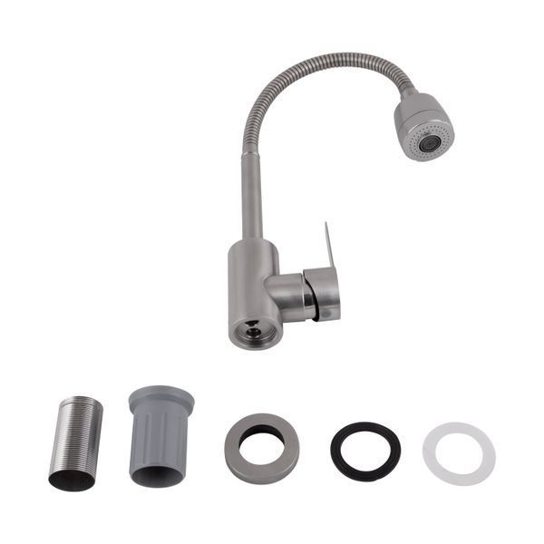 Змішувач для кухні Brinex Pure 015F41 з гнучким виливом Nickel BRIPUR015F41NKL SD00053181 фото