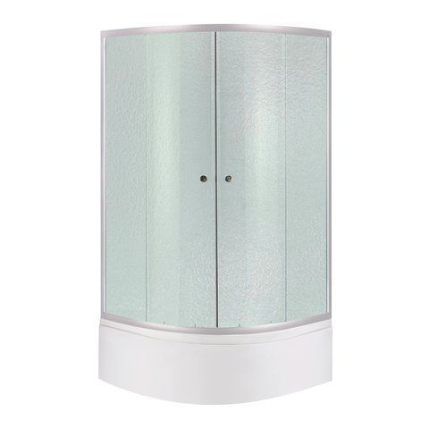 Душова кабіна Latwa SC90x90.SAT.HIGH.FR полукругла, скло Frost 4 мм + Душовий піддон KAPIELKA ST90x90x41, з панеллю Lidz SD00050783 фото