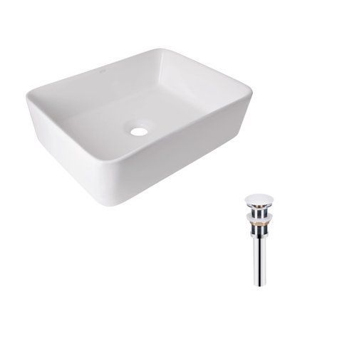 Комплект Qtap Tern: Раковина накладна прамокутна 480х370х135 мм White + Донний клапан PU02 SD00053425 фото