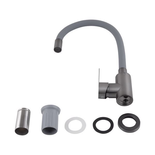 Змішувач для кухні Brinex Pure 015F3 з гнучким виливом Graphite/Grey BRIPUR015F3GRG SD00053182 фото