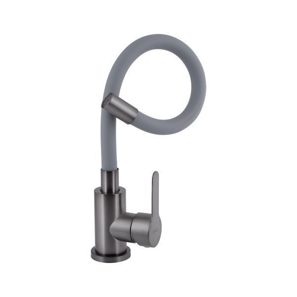Змішувач для кухні Brinex Pure 015F3 з гнучким виливом Graphite/Grey BRIPUR015F3GRG SD00053182 фото