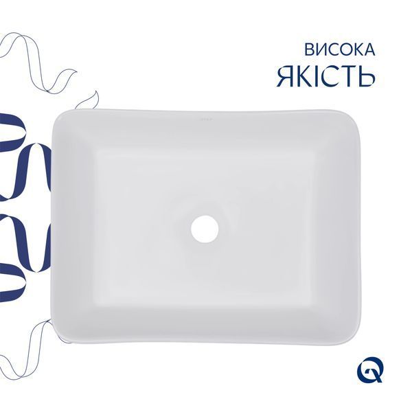Комплект Qtap Tern: Раковина накладна прамокутна 480х370х135 мм White + Донний клапан PU02 SD00053425 фото