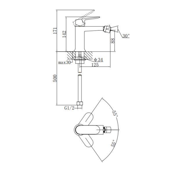 Змішувач для биде Qtap Evia QTEVI255CRM47581 Chrome SD00053705 фото