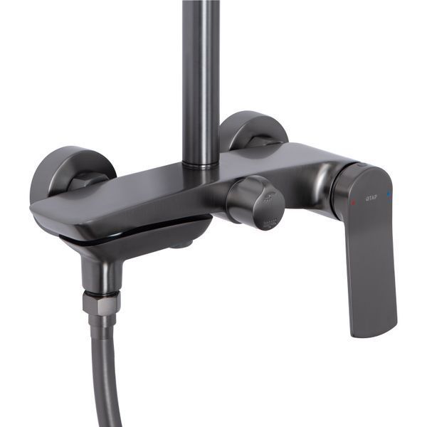 Душова система універсальна Qtap Slavonice на три споживача (з виливом) QTSLA111GMB45910 Gunmetal Black PVD SD00052034 фото