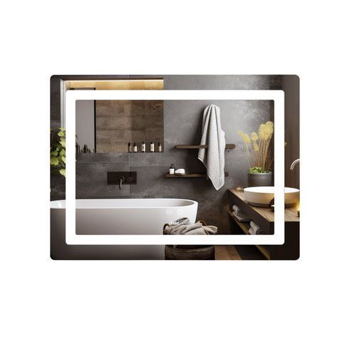 Дзеркало Lidz Kubis (KU2) 800х600 з LED-підсвічуванням Touch, з антизапотіванням, з димером, рег. яскравості LD78LF9048060 SD00054570 фото