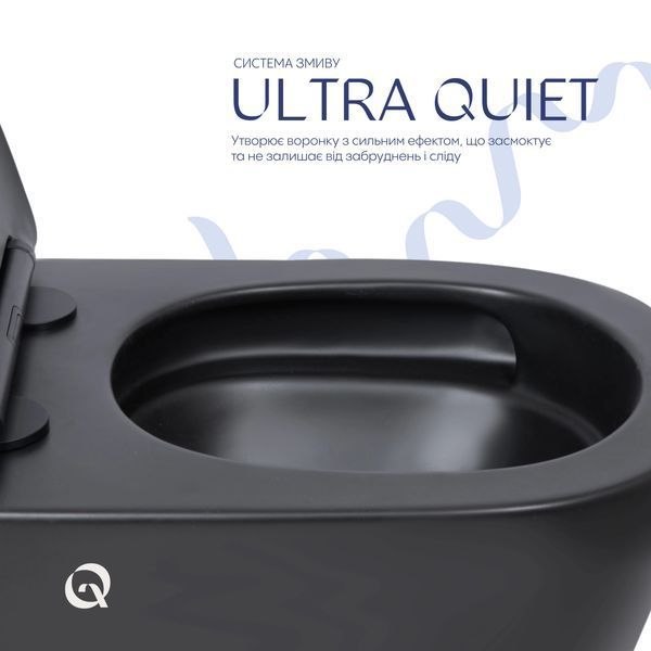 Унітаз підвісний Qtap Scorpio Ultra Quiet безобідковий з сидінням Soft-close MATT BLACK QT14332380AMB SD00052569 фото