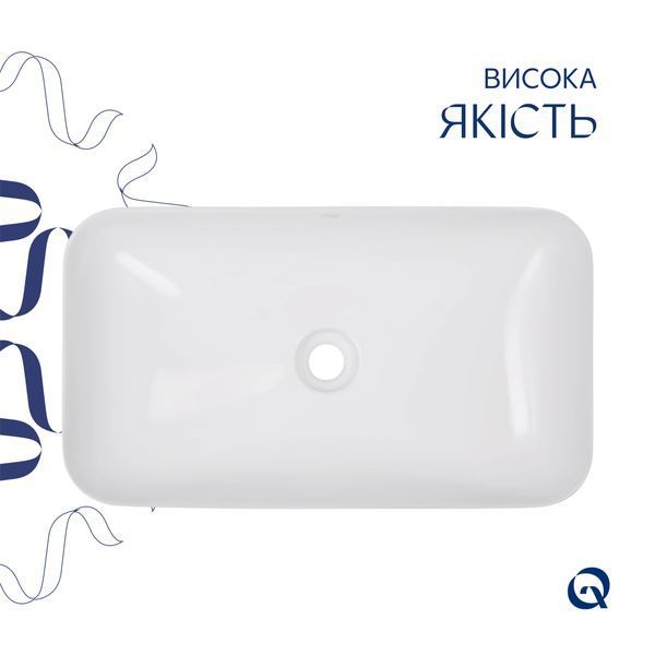 Комплект Qtap Tern: Раковина накладна прамокутна 610x350x135 мм WHITE + Донний клапан PU02 SD00053428 фото