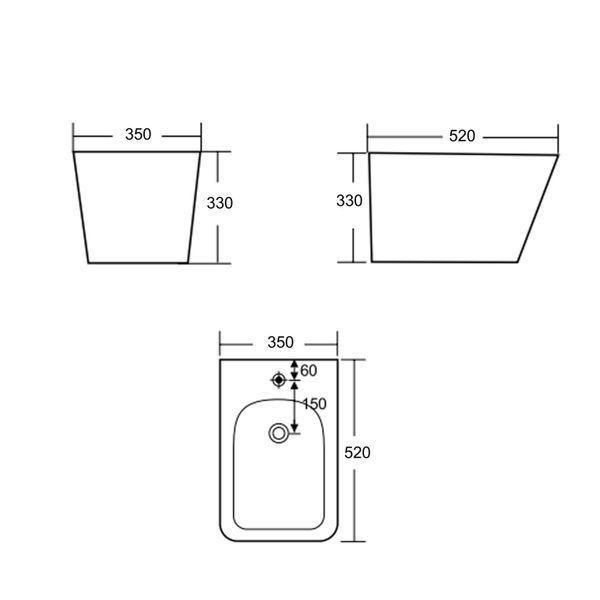 Біде підвісне Qtap Tern 520x350x330 мм, Stone grey QT17551303GSG SD00054293 фото