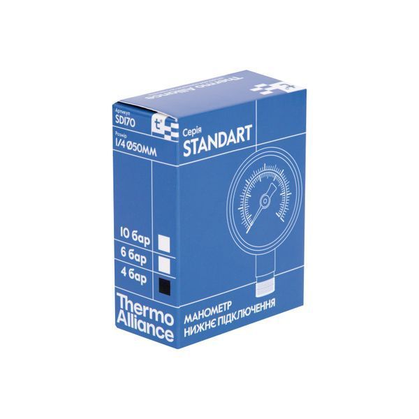 Манометр Thermo Alliance Standart 50 мм 1/4", нижнє підмикання SD1704B SD00006077 фото