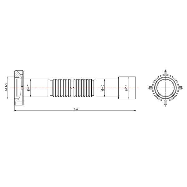 Гнучка труба Lidz (WHI) 60 01 G002 00&nbsp;з накидною гайкою&nbsp;1 1/2"&nbsp;довжина&nbsp;600&nbsp;мм SD00042773 фото