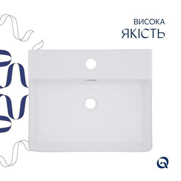 Комплект Qtap Nando LT: Раковина підвісна прамокутна 500х420х130 мм White + Донний клапан PU02O SD00053447 фото