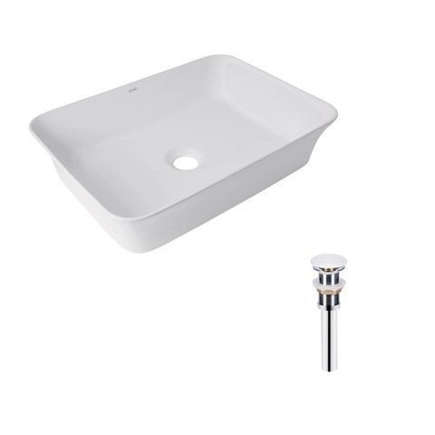 Комплект Qtap Virgo: Раковина накладна прамокутна 490х350х110 мм White + Донний клапан PU02 SD00053429 фото