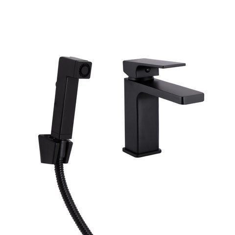 Змішувач для раковини Qtap Gemini (з гігієнічним душем) QTGEM272BLM45690 Black Matt SD00051814 фото