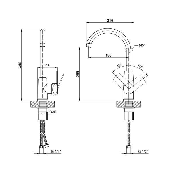 Змішувач для кухні Brinex 35C 20N SD00050845 фото