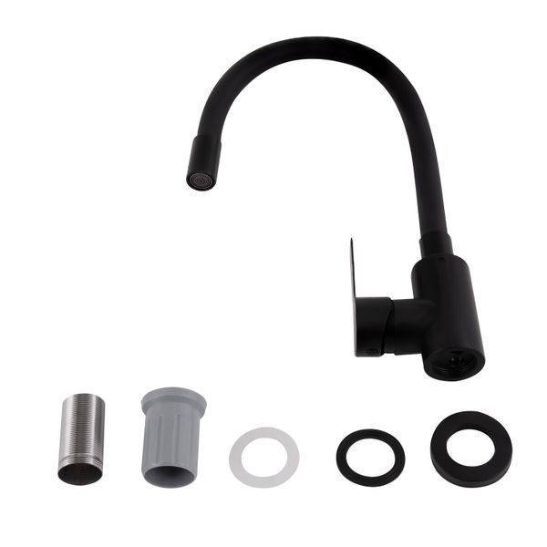 Змішувач для кухні Brinex Pure 015F3 з гнучким виливом Black Matt BRIPUR015F3BLM SD00053185 фото