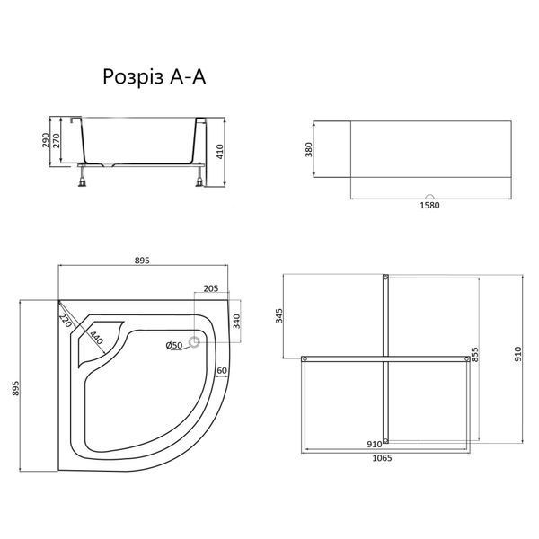Душовий піддон Lidz KAPIELKA ST90x90x41 SD00050481 фото