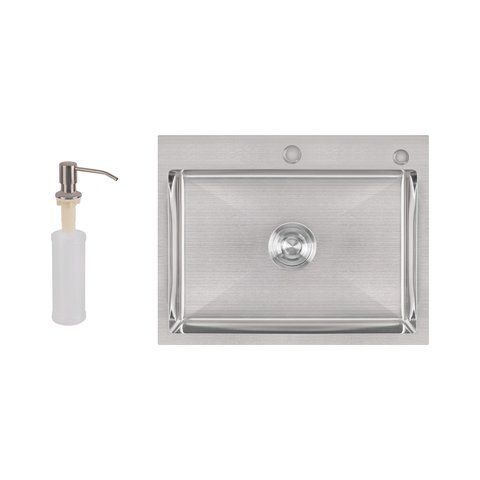 Мийка для кухні інтегрована Lidz Handmade H5845 (LDH5845BRU35384) Brushed Steel 3,0/1,0 мм SD00041488 фото