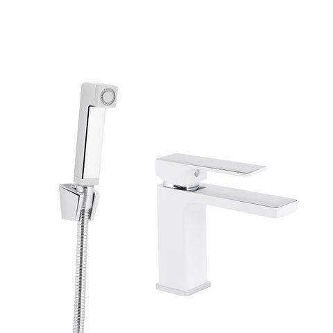Змішувач для раковини Qtap Gemini (з гігієнічним душем) QTGEM272CRW45691 Chrome/White SD00051815 фото