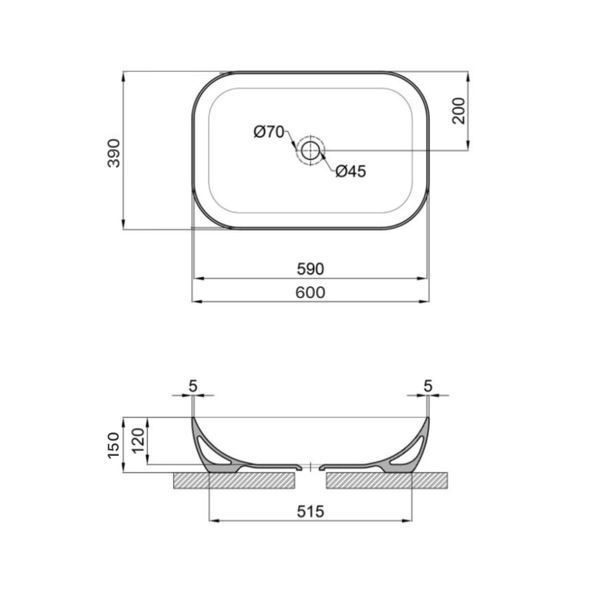 Раковина-чаша Qtap Robin 600x390x150 White QT13112143PW SD00052884 фото