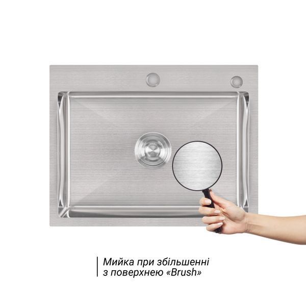 Мийка для кухні інтегрована Lidz Handmade H5845 (LDH5845BRU35384) Brushed Steel 3,0/1,0 мм SD00041488 фото
