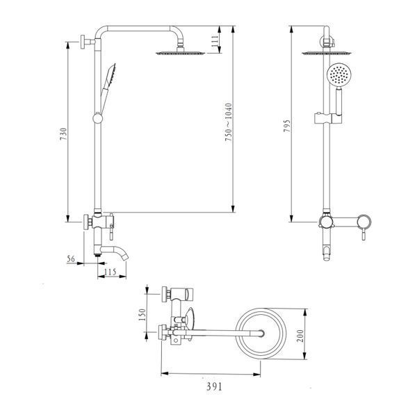Душова система універсальна Brinex Pure 1030 на 3 споживача Nickel BRIPUR1030NKL SD00053186 фото