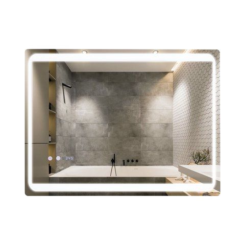 Дзеркало Qtap Mideya 800х600 з LED-підсвічуванням Touch, з антизапотіванням, з годинником, димером QT2078NCF8060W SD00051755 фото