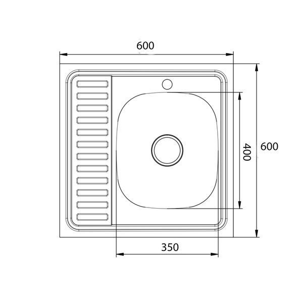 Кухонна мийка Brinex 6060-R 0,6 мм Satin (BRIN6060RSAT06) SD00054107 фото