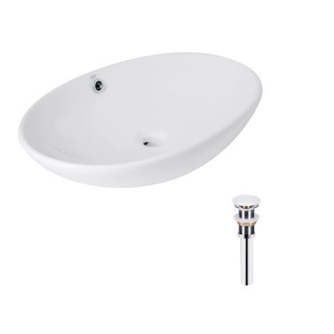 Комплект Qtap Dove: Раковина накладна овальна 635x420x150 мм White + Донний клапан PU02O SD00053433 фото