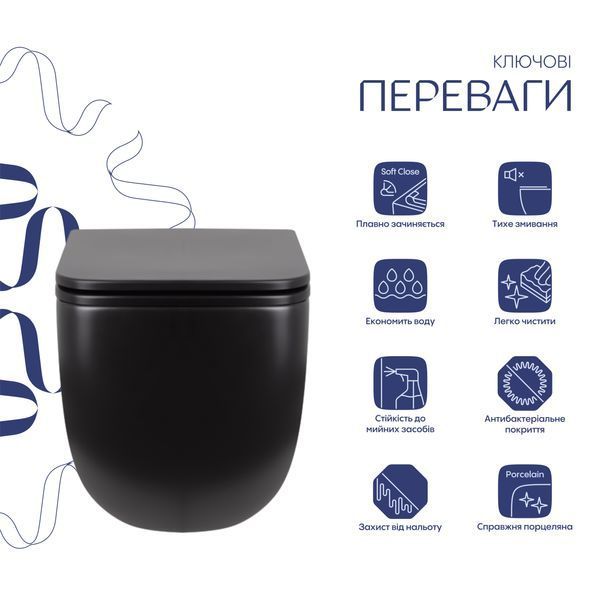 Унітаз підвісний Qtap Gemini безободковий з сидінням Soft-close QT2533076EUQMB SD00051555 фото