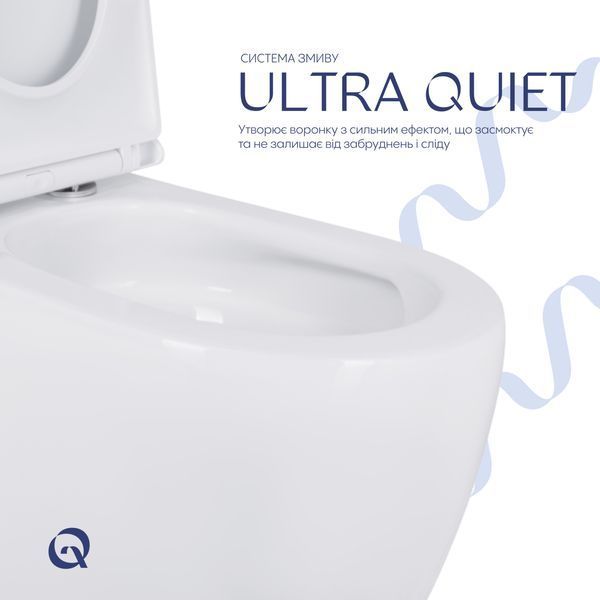 Унітаз підлоговий Qtap Robin New Ultra Quiet безобідковий з сидінням Soft-close WHITE QT13226083AW SD00052565 фото